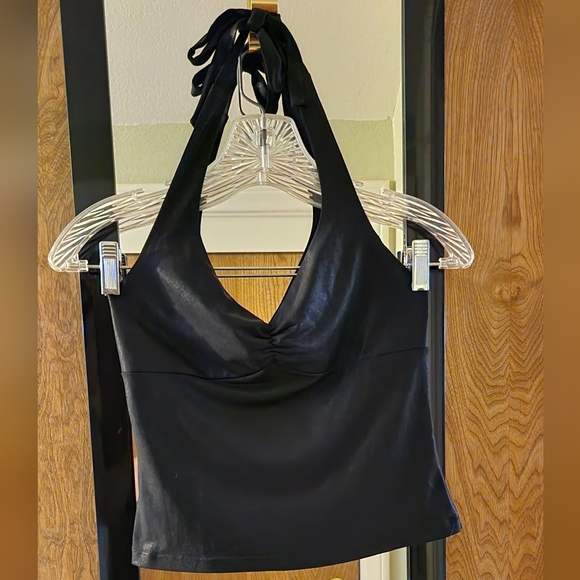 iHeartRaves Tops - Opera Shimmery Halter Crop Top